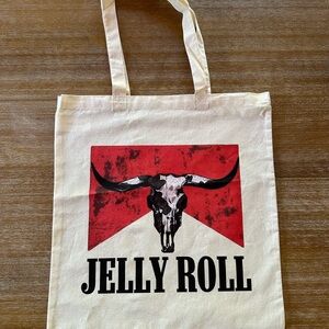 Jelly Roll Tote Bag with Bull Skull Design